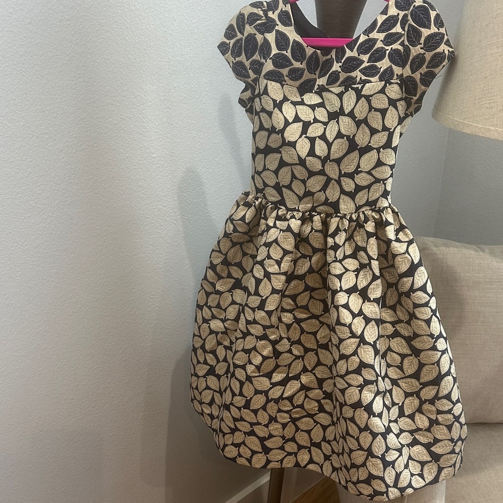 Rare Editions Black and Gold Leaf Kids Dress